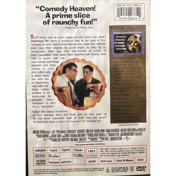 American Pie DVD 1999 R-Rated Version Collectors Edition Widescreen - Picture 4 of 6